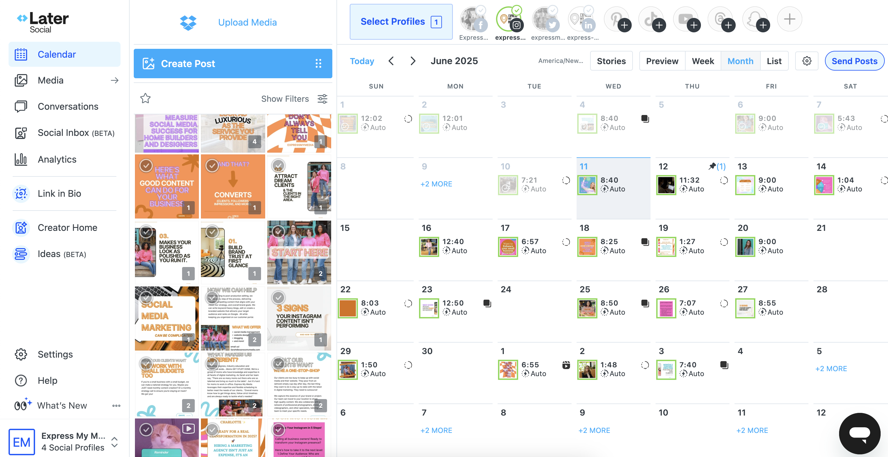 Later social media scheduler used by Express My Media
